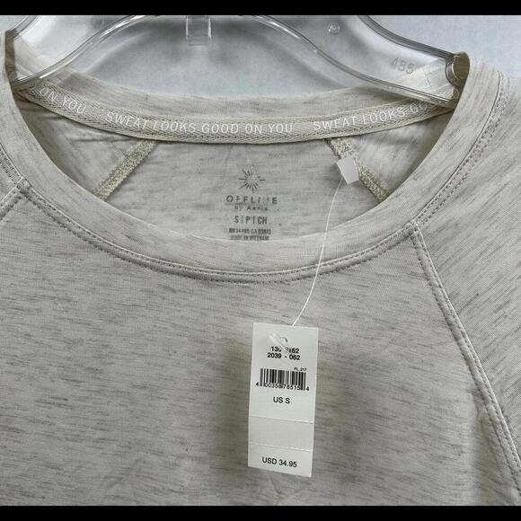 NWT OFFLINE BY AERIE RN#54485 Cream Color Long‎ Sleeve Pullover Shirt SIZE S - Picture 3 of 4